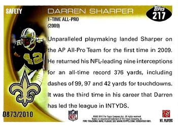 2010 Topps - Gold #217 Darren Sharper Back