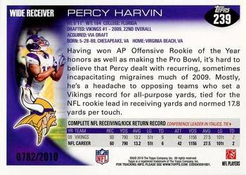 2010 Topps - Gold #239 Percy Harvin Back