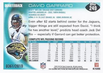 2010 Topps - Gold #249 David Garrard Back