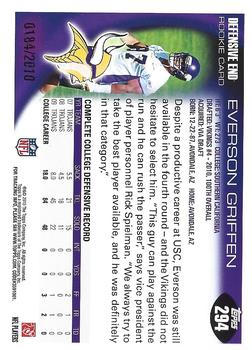 2010 Topps - Gold #294 Everson Griffen Back