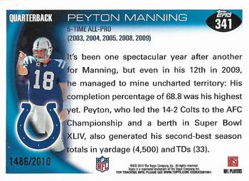 2010 Topps - Gold #341 Peyton Manning Back