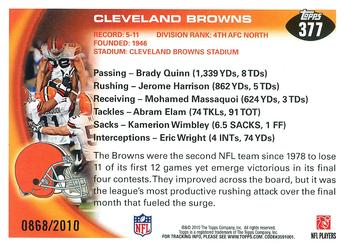 2010 Topps - Gold #377 Cleveland Browns Back