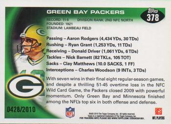 2010 Topps - Gold #378 Green Bay Packers Back