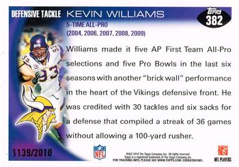 2010 Topps - Gold #382 Kevin Williams Back