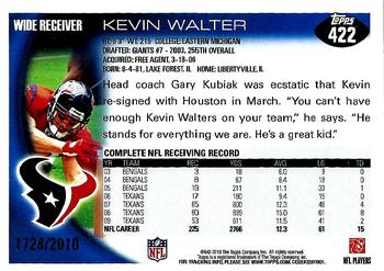 2010 Topps - Gold #422 Kevin Walter Back