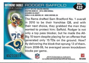 2010 Topps - Gold #432 Rodger Saffold Back