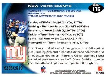 2010 Topps - Gold #116 New York Giants Back