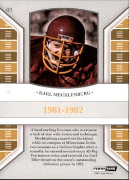 2011 Press Pass Legends #63 Karl Mecklenburg Back