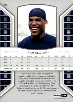 2011 Press Pass Legends #91 Cam Newton Back