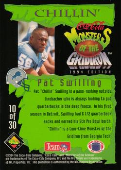 1994 Coca-Cola Monsters of the Gridiron #10 Pat Swilling Back
