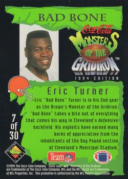 1994 Coca-Cola Monsters of the Gridiron #7 Eric Turner Back
