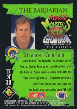 1994 Coca-Cola Monsters of the Gridiron #17 Shane Conlan Back