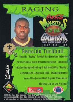 1994 Coca-Cola Monsters of the Gridiron #21 Renaldo Turnbull Back