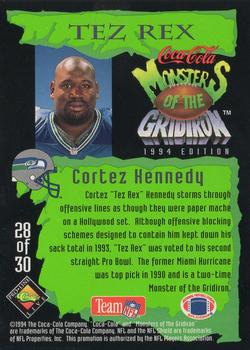 1994 Coca-Cola Monsters of the Gridiron #28 Cortez Kennedy Back