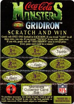 1994 Coca-Cola Monsters of the Gridiron #NNO Scratch and Win Front