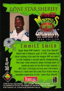 1994 Coca-Cola Monsters of the Gridiron #8 Emmitt Smith Back