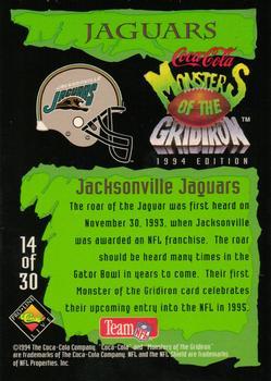 1994 Coca-Cola Monsters of the Gridiron - Gold #14 Jacksonville Jaguars Mascot Back