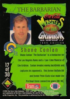 1994 Coca-Cola Monsters of the Gridiron - Gold #17 Shane Conlan Back