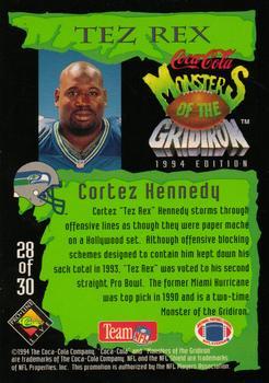 1994 Coca-Cola Monsters of the Gridiron - Gold #28 Cortez Kennedy Back