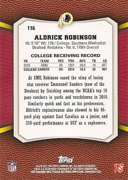 2011 Topps Rising Rookies #116 Aldrick Robinson Back
