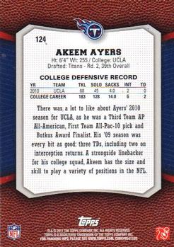 2011 Topps Rising Rookies #124 Akeem Ayers Back