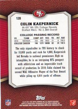 2011 Topps Rising Rookies #128 Colin Kaepernick Back