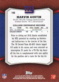 2011 Topps Rising Rookies #148 Marvin Austin Back