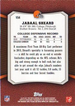 2011 Topps Rising Rookies #154 Jabaal Sheard Back