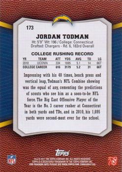 2011 Topps Rising Rookies #173 Jordan Todman Back