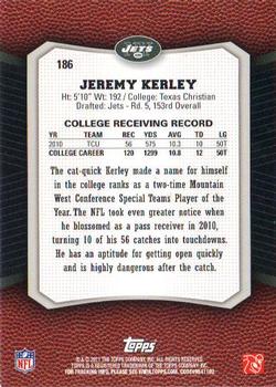 2011 Topps Rising Rookies #186 Jeremy Kerley Back