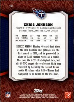 2011 Topps Rising Rookies #10 Chris Johnson Back