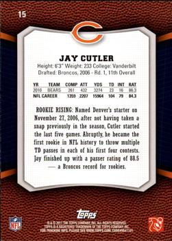 2011 Topps Rising Rookies #15 Jay Cutler Back
