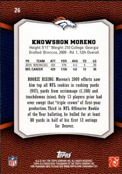 2011 Topps Rising Rookies #26 Knowshon Moreno Back