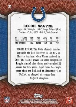 2011 Topps Rising Rookies #31 Reggie Wayne Back