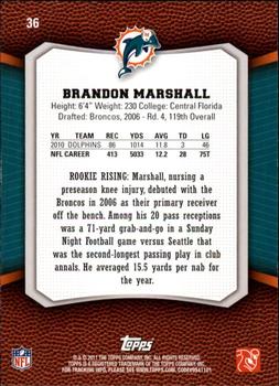 2011 Topps Rising Rookies #36 Brandon Marshall Back