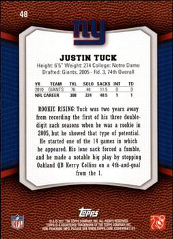 2011 Topps Rising Rookies #48 Justin Tuck Back