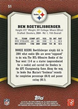 2011 Topps Rising Rookies #51 Ben Roethlisberger Back