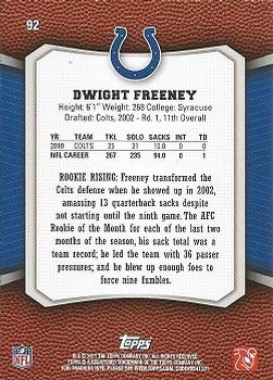 2011 Topps Rising Rookies #92 Dwight Freeney Back
