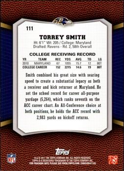 2011 Topps Rising Rookies #111 Torrey Smith Back