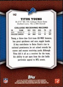 2011 Topps Rising Rookies #142 Titus Young Back