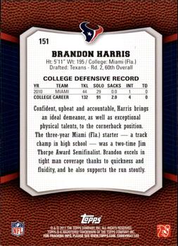 2011 Topps Rising Rookies #151 Brandon Harris Back