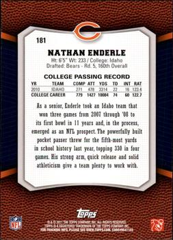 2011 Topps Rising Rookies #181 Nathan Enderle Back