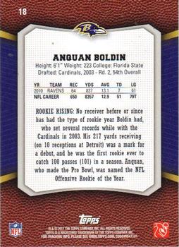 2011 Topps Rising Rookies #18 Anquan Boldin Back