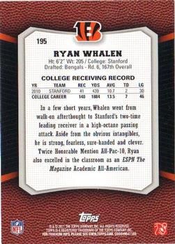 2011 Topps Rising Rookies #195 Ryan Whalen Back