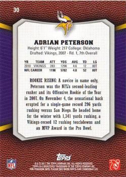 2011 Topps Rising Rookies #30 Adrian Peterson Back