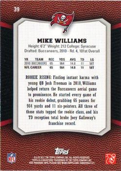 2011 Topps Rising Rookies #39 Mike Williams Back