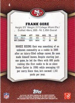 2011 Topps Rising Rookies #4 Frank Gore Back