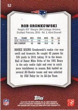 2011 Topps Rising Rookies #52 Rob Gronkowski Back