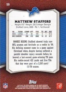 2011 Topps Rising Rookies #59 Matthew Stafford Back