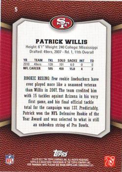 2011 Topps Rising Rookies #5 Patrick Willis Back